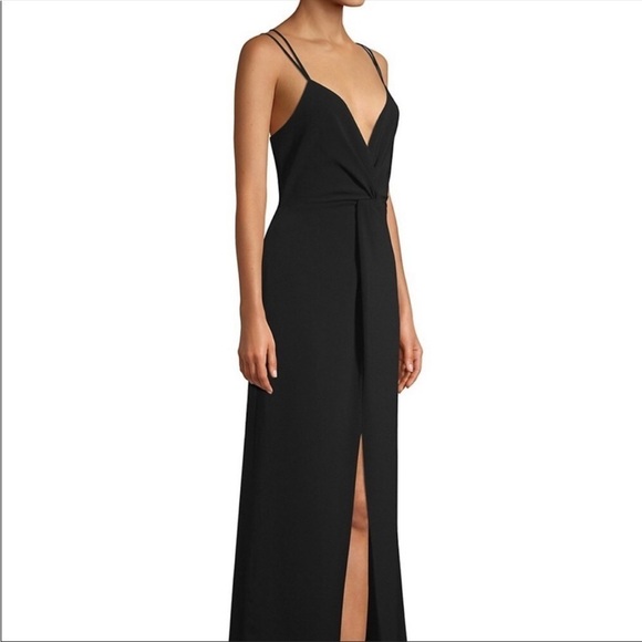 Parker Black Aiden Stretch Crepe‎ Center-Slit Dress in Black Size 0 - Picture 3 of 13